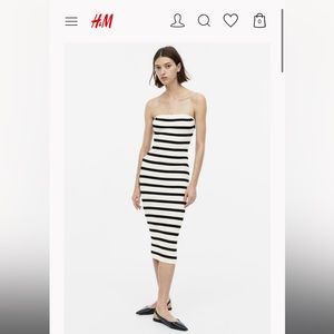 NWOT H&M ribbed strapless bodycon midi dress